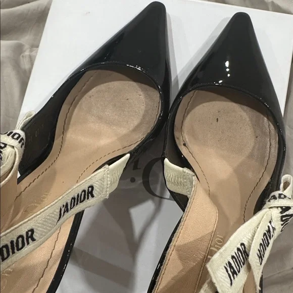 Dior Black Patent Leather Slingback Heels - Picture 5 of 7